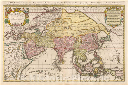 Historic Map - L'Asie divisee in ses Principales Regions, 1692, Alexis-Hubert Jaillot v1