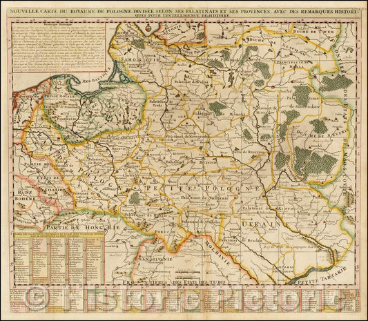 Historic Map - Nouvelle Carte Du Royaume De Pologne, Divisee Selon Ses Palatinates Et Ses Provinces, Avec Des Remarques Historiques, 1710, Henri Chatelain v2