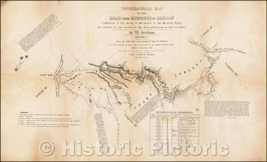 Historic Map - Topographical Map of the Road From Missouri To Oregon, 1849, John Charles Fremont v3