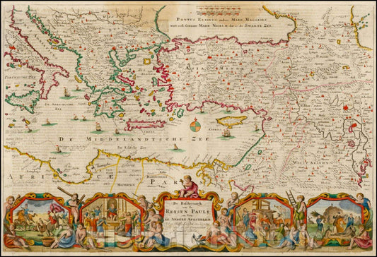 Historic Map - De Beschryvingh Van de Reysen Pauli en Van de Andere Apostelen Met des Selss Landen en Koenignrijke daer Sy het Evangelium, 1695 v2