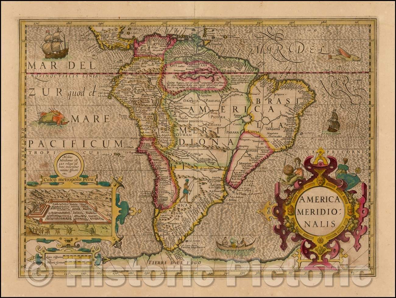 Historic Map - America Meridionalis, 1619, Jodocus Hondius v1