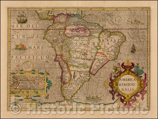 Historic Map - America Meridionalis, 1619, Jodocus Hondius v1