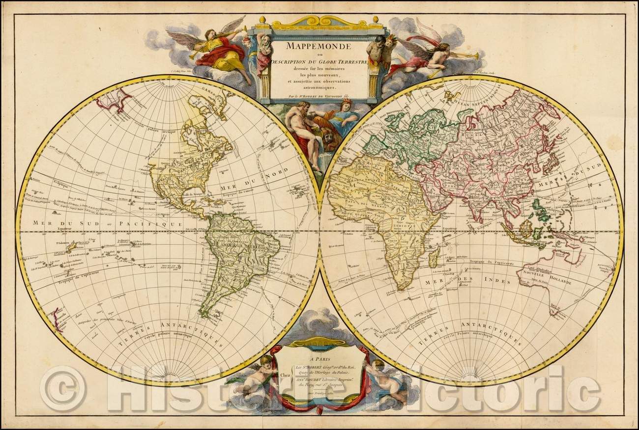 Historic Map - Mappemonde ou Description Du Globe Terrestre dressee sur les memoires les plus nouveaux, et assujettie aux observations astronomiques, 1752 v1