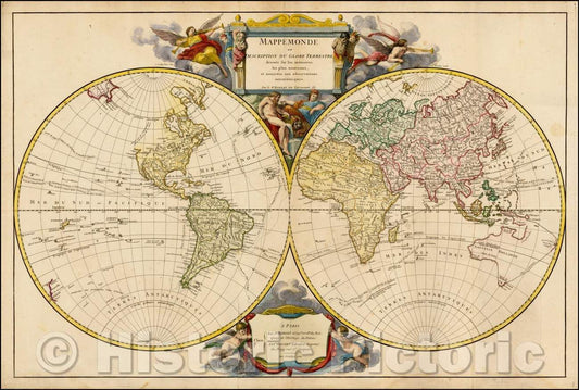 Historic Map - Mappemonde ou Description Du Globe Terrestre dressee sur les memoires les plus nouveaux, et assujettie aux observations astronomiques, 1752 v1