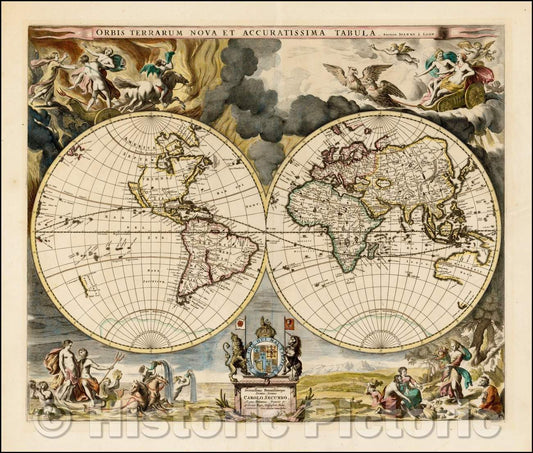 Historic Map - Orbis Terrarum Nova Et Accuratissima Tabula. Auctore Ioanne a Loon, 1680, Moses Pitt v2