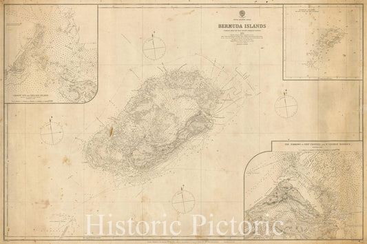 Bermuda Islands - Admiralty Chart, 1881 | Historical Nautical Map Print
