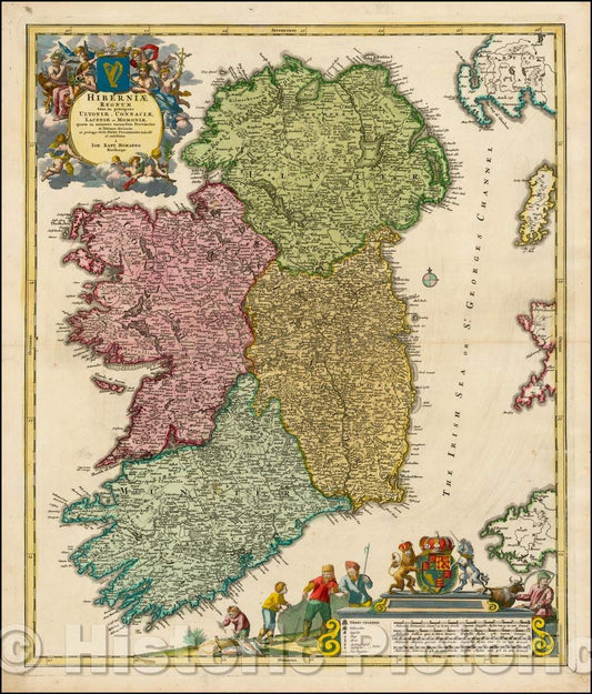 Historic Map - Hiberniae Regnum tam in praecipuas Ultoni? Connaci? Lageni? et Momoni? 1712, Johann Baptist Homann v4
