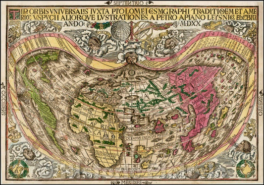 Historic Map - Tipus Orbis Universalis iuxta Ptolemei Cosmographi Traditionem et Americi Vespucii Aliorque Lustrationes a Petro Apiano Leysnico Elucbrat, 1520 v2