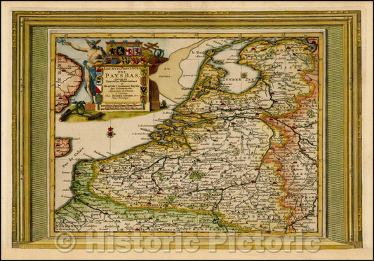 Historic Map - Les XVII Provinces Des Pays Bas Suivant les Nouvelles Observations/Vander Aa's Map of the Low Countries, 1700, Pieter van der Aa - Vintage Wall Art