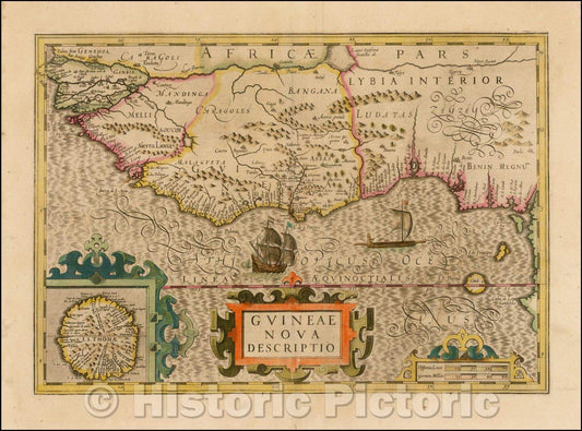 Historic Map - Guineae Nova Descriptio, 1619, Jodocus Hondius v2
