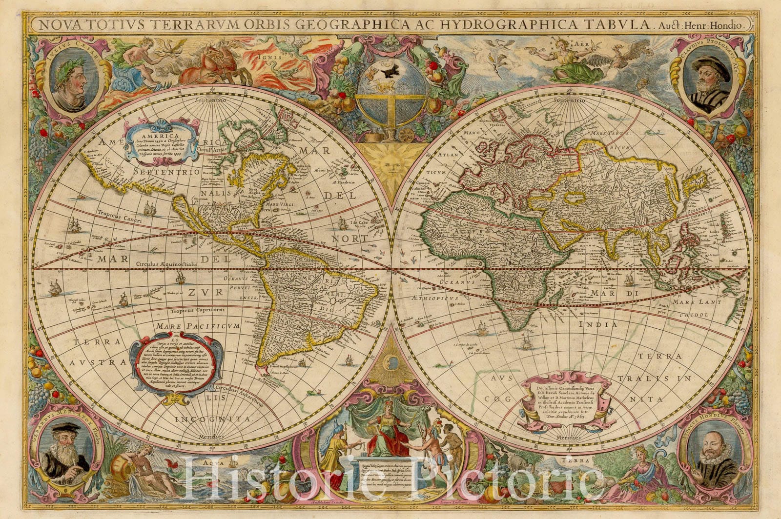 Historic Map - Nova Totius Terrarum Orbis Geographica Ac Hydrographica Tabula Auct. Henr: Hondio, 1663, Henricus Hondius v2