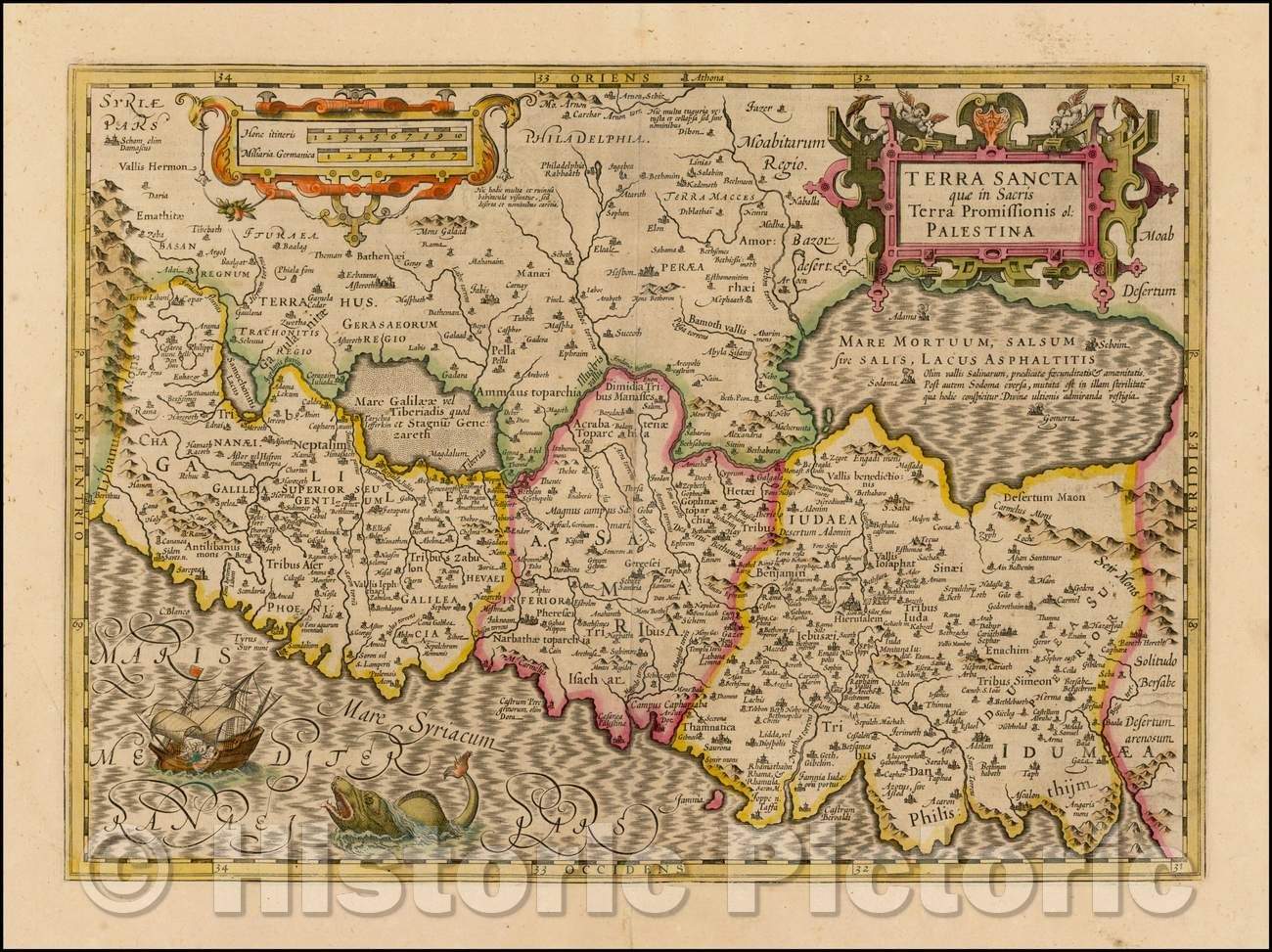 Historic Map - Terra Sancta quae in Sacris Terra Promissionis ol: Palestina, 1619, Jodocus Hondius v2