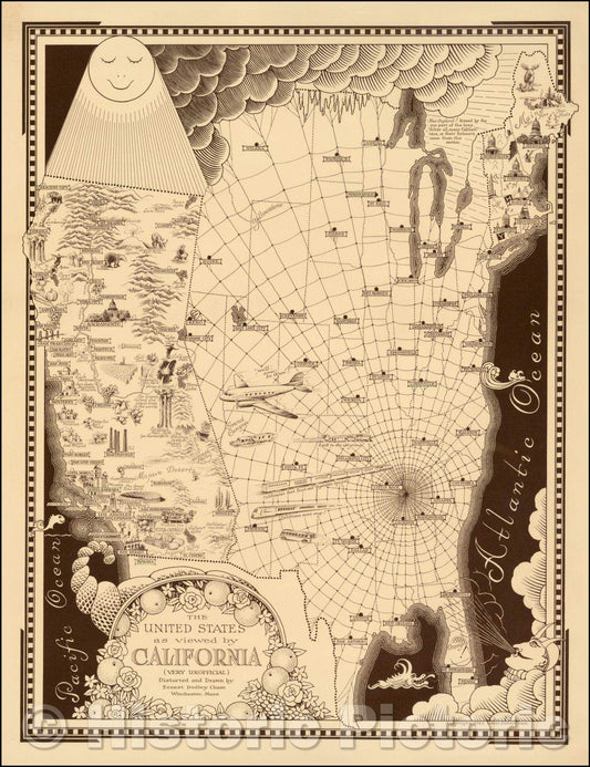 Historic Map - The United States as viewed, 1940, Ernest Dudley Chase v2