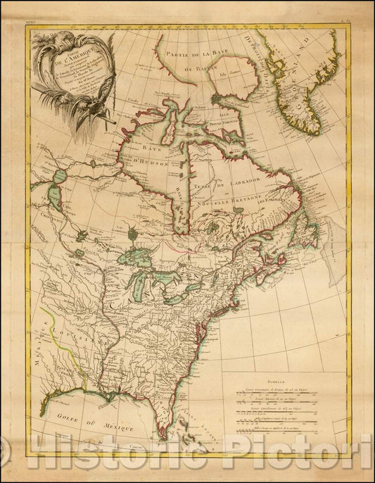 Historic Map - Partie de l'Amerique Septentrionale, qui Comprend le Canada, la Louisiane, 1776 - Vintage Wall Art