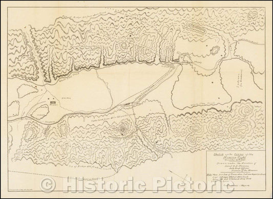 Historic Map - Battle of Wounded Knee Sketch of the Scene of the Mission Fight December 30th 1890, 1891, United States GPO - Vintage Wall Art