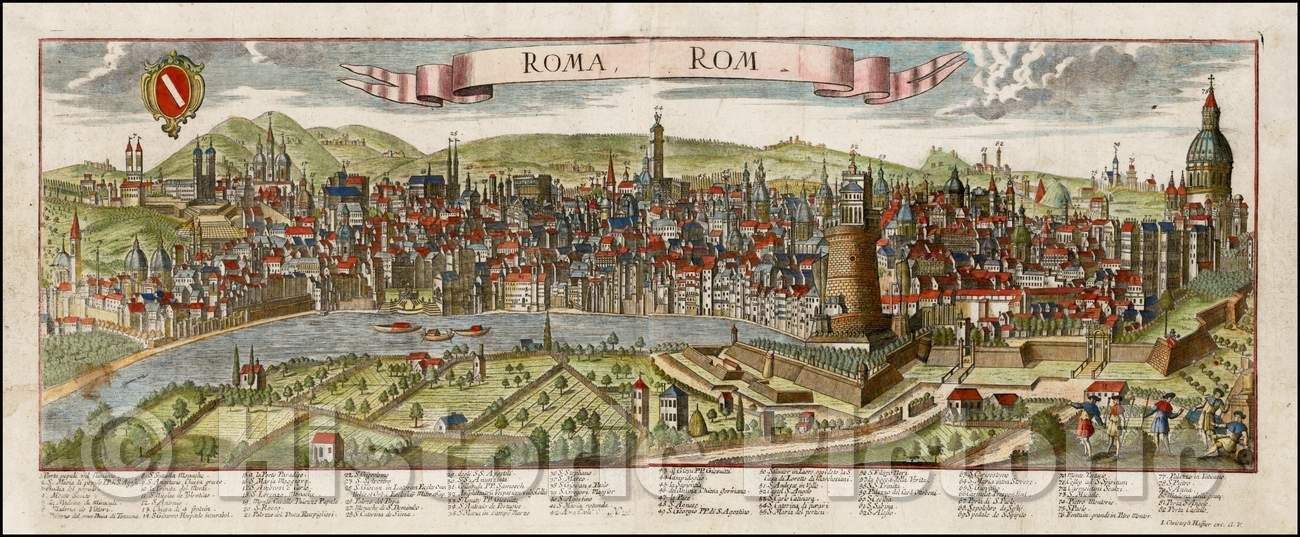 Historic Map - Roma, Rom, 1730, Johanne Christoph Haffner - Vintage Wall Art