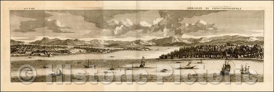 Historic Map - Scutari/Serraglio Di Constantinopoli/View of Istabul and Uskudar from De Bruyn's Reizen van Cornelis de Bruyn, 1698, Cornelis De Bruyn - Vintage Wall Art