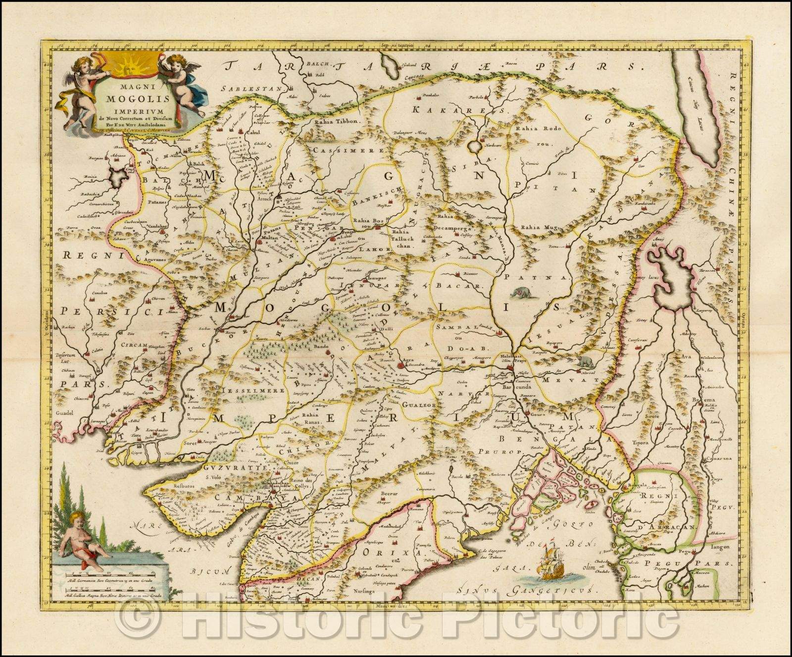 Historic Map - Magni Mogolis Imperium de Novo Correctum et Divisum Per F.De Wit, 1700, Covens & Mortier v2
