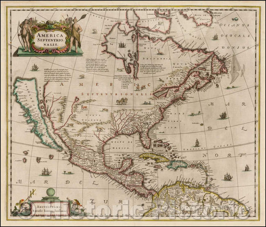 Historic Map - America Septentrionalis, 1641, Jan Jansson v7