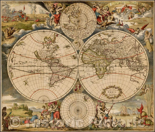 Historic Map - Nova Totius Terrarum Orbis Tabula ex officina Iusti Danckerts Amstelodami, 1680, Justus Danckerts v3