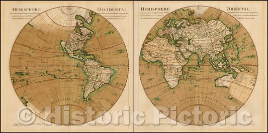 Historic Map - Hemisphere Occidental Dresse en 1720 pour l'usage particulier du Roy sur les Observations Astronomiques et Geographiques, 1724 v2