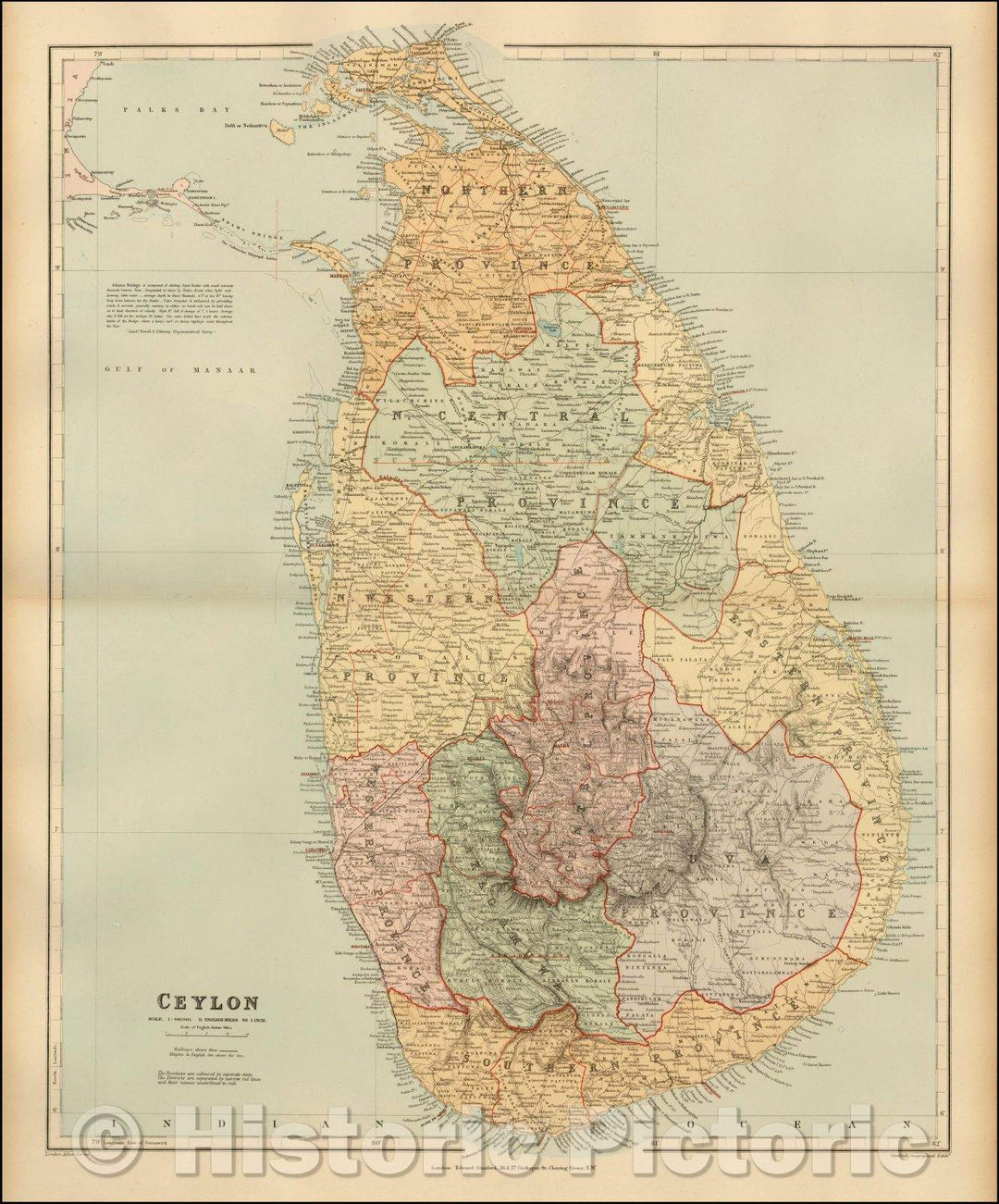 Historic Map - Ceylon, 1896, Edward Stanford v1