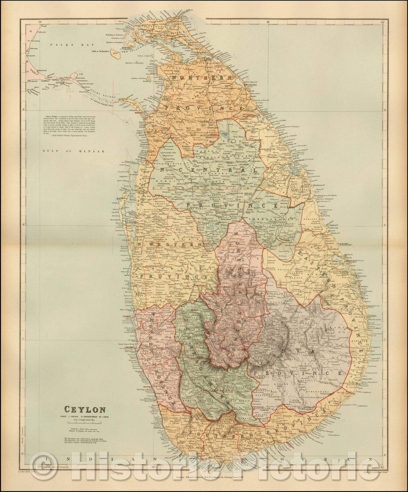 Historic Map - Ceylon, 1896, Edward Stanford v1