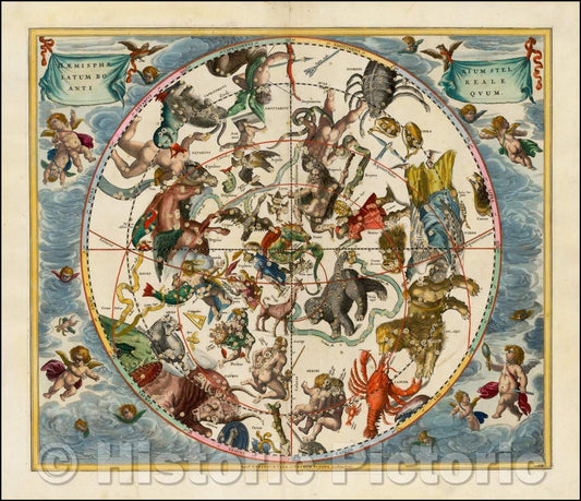 Historic Map - Haemisphaerium Stellatum Boreale Antiquum, 1660, Andreas Cellarius v2