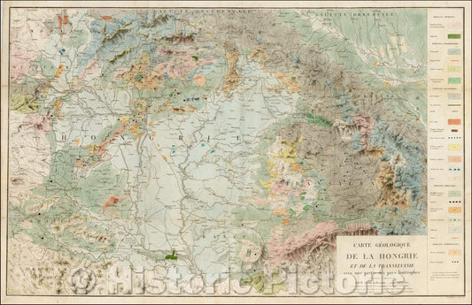 Historic Map - Carte Geologique de la Patagonie et de la Terre de Feu par Mr. J. G :: Geological of the Straits of Magellan, Patagonia and Tierra del Fuego, 1822 - Vintage Wall Art