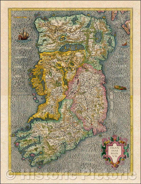 Historic Map - Irlandiae Regnum, 1619, Gerard Mercator - Vintage Wall Art