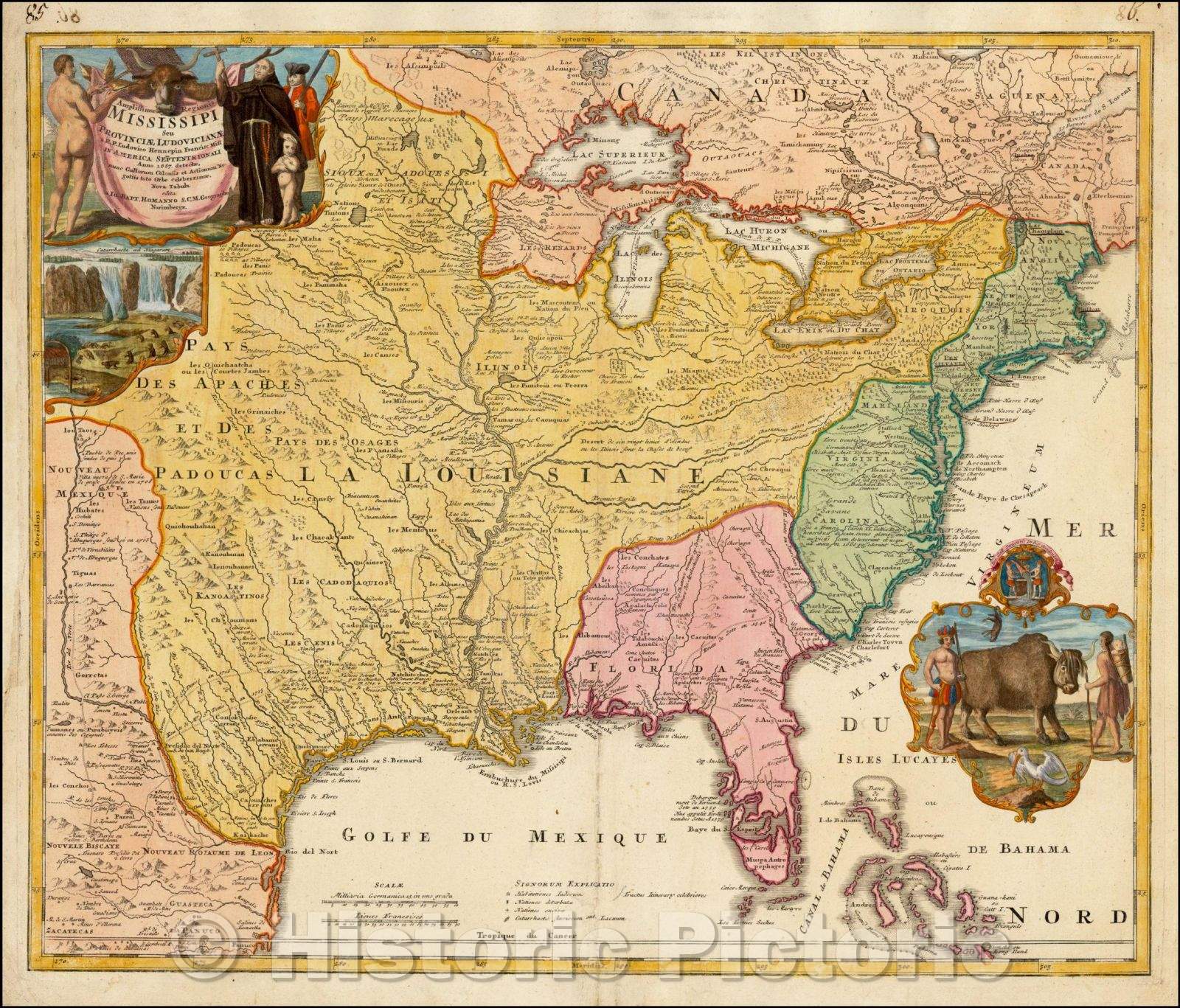 Historic Map - Amplissimae Regionis Mississipi Seu Provinciae Ludovicianae A R.P. Ludovico Hennepin Francisc Miss In America Septentrionali Anno, 1720 v9