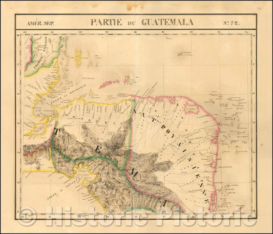 Historic Map - Amer. Sep. No. 76. Partie Du Guatemala [with Nicaragua and Costa Rica], 1825, Philippe Marie Vandermaelen v2