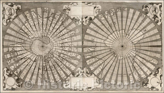 Historic Map - World, 1555, Antonio Floriano - Vintage Wall Art