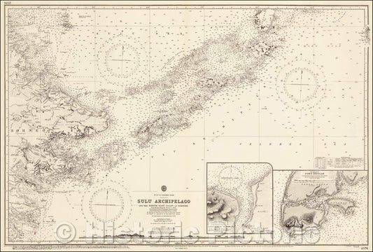 Historic Map - Sulu Archipelago and the North East Coast of Borneo From British Admiralty. Surveys to 1892, From United States Government Charts to 1934, 1936 - Vintage Wall Art
