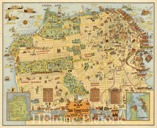San Francisco - Pictorial Map, 1927 | Historical Map Print