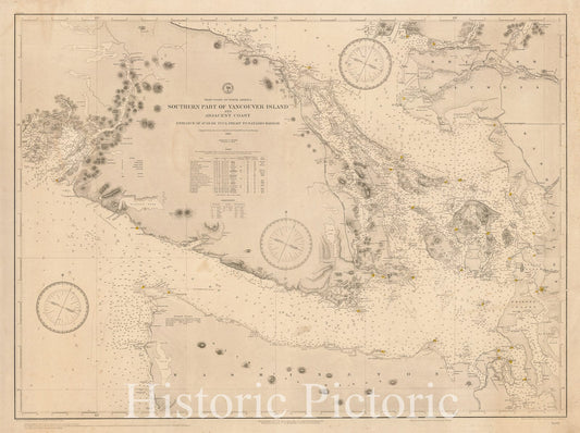 Southern Vancouver Island - Coastal Chart, 1886 (1895) | Historical Map Print