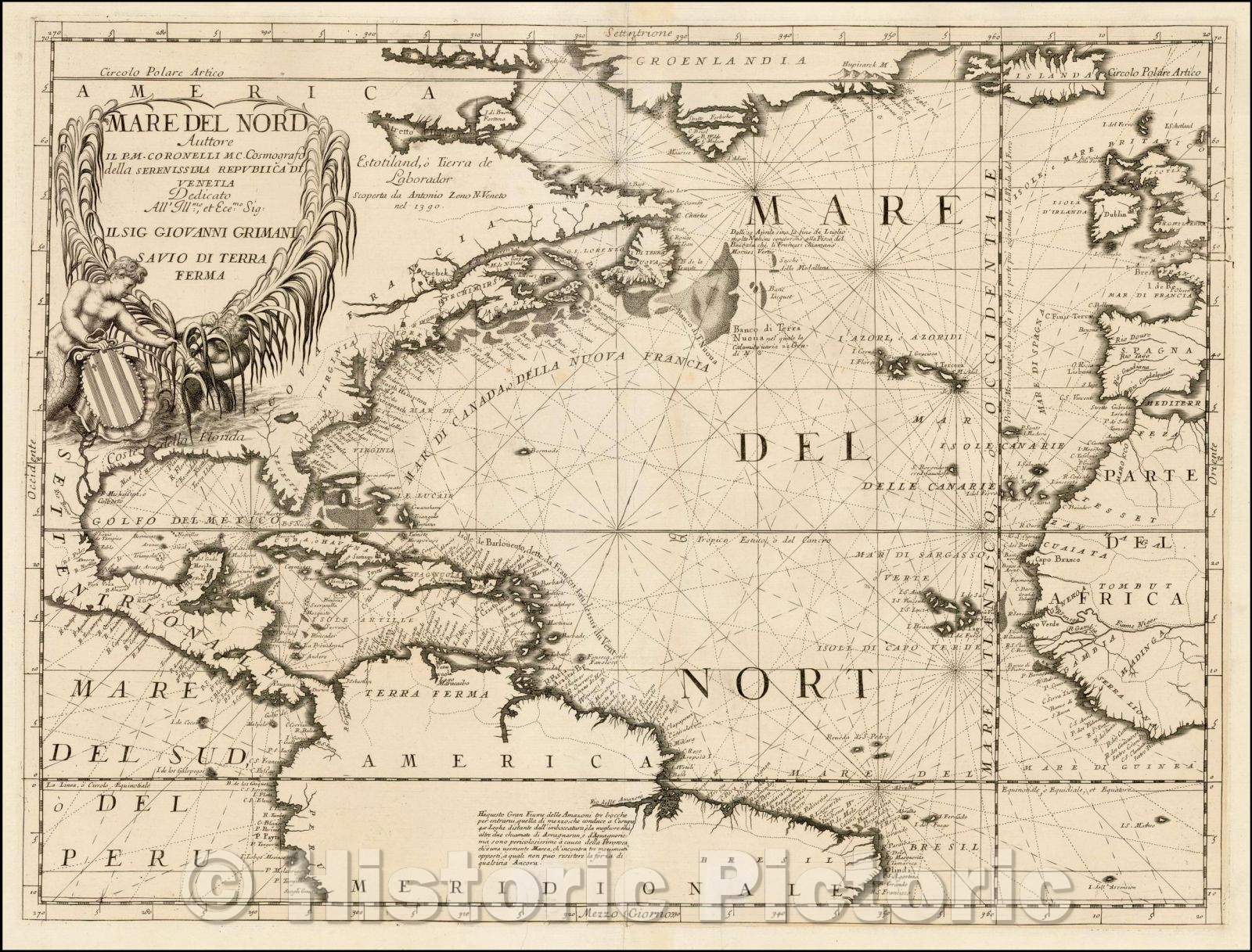 Historic Map - Mare Del Nord Auttore Il P.M. Coronelli, 1691, Vincenzo Maria Coronelli v2