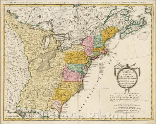 Historic Map - Charte uber die XIII vereinigte Staaten von Nord-America Entworfen, 1784, Franz Ludwig Gussefeld v3