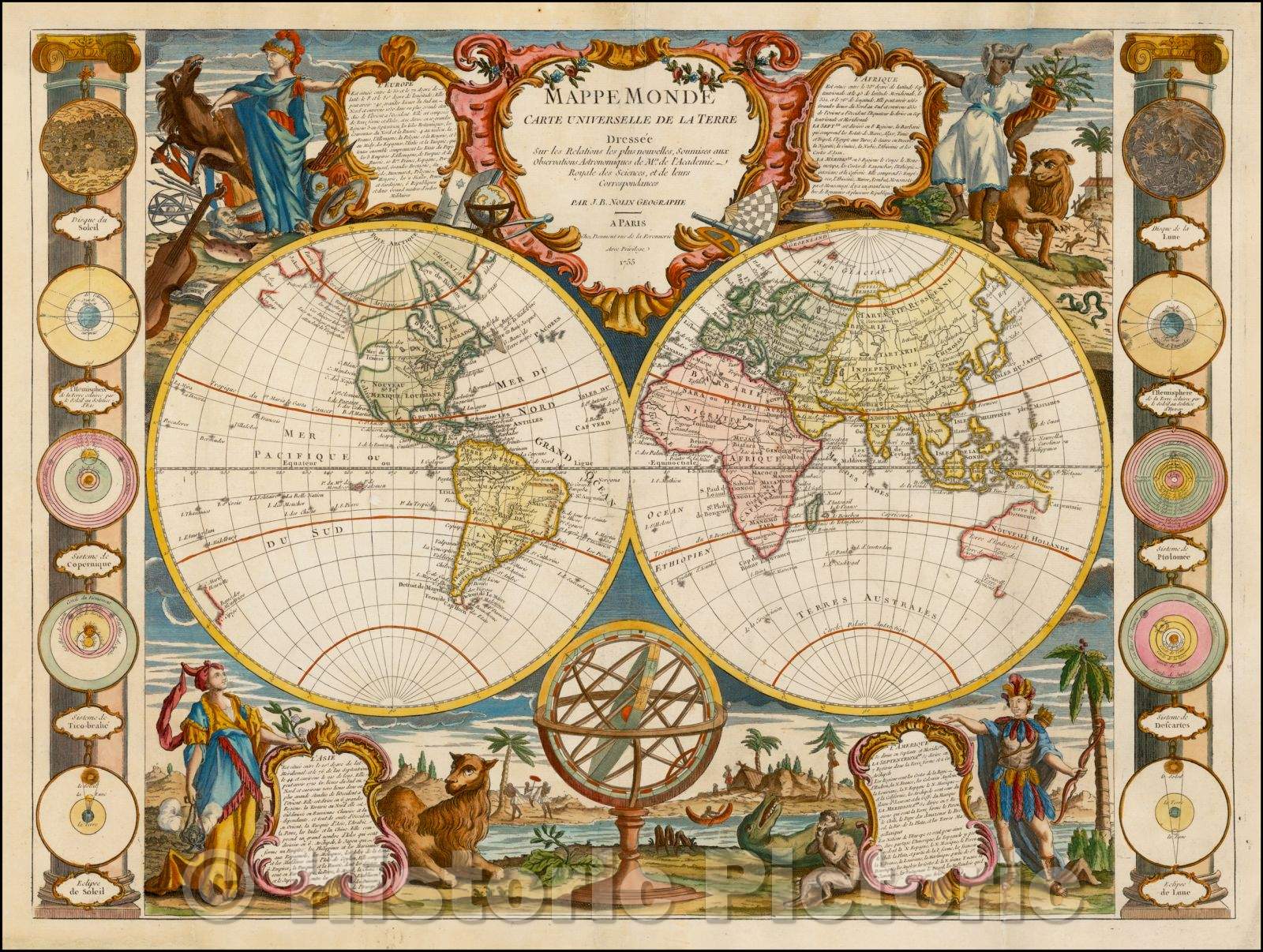 Historic Map - Mappe Monde Carte Universelle de la Terre Dressee Sur les Relations les plus nouvelles, Soumises aux Obseravtions Astronomiques, 1755 v2
