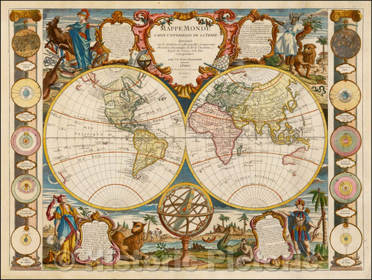 Historic Map - Mappe Monde Carte Universelle de la Terre Dressee Sur les Relations les plus nouvelles, Soumises aux Obseravtions Astronomiques, 1755 v2