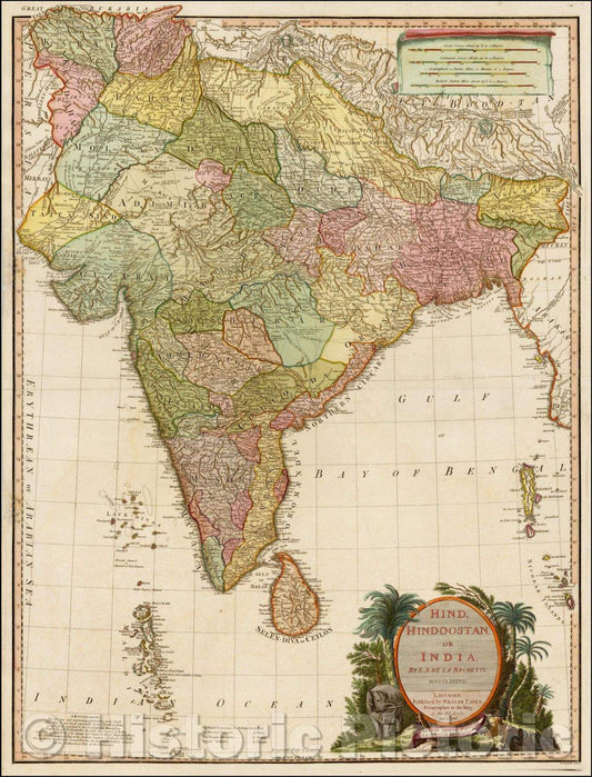 Historic Map - Hind, Hindoostan or India, 1800, William Faden v3
