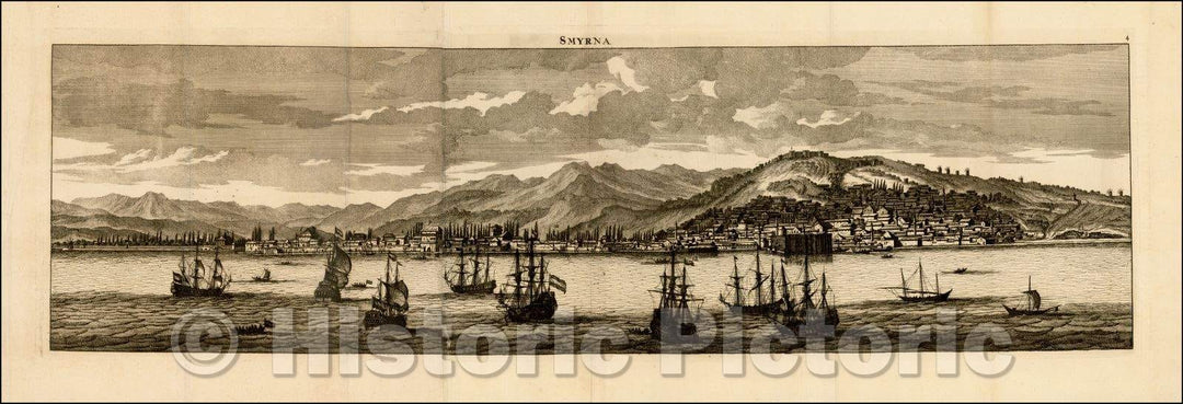 Historic Map - Smyrna Izmir, 1698, Cornelis De Bruyn - Vintage Wall Art