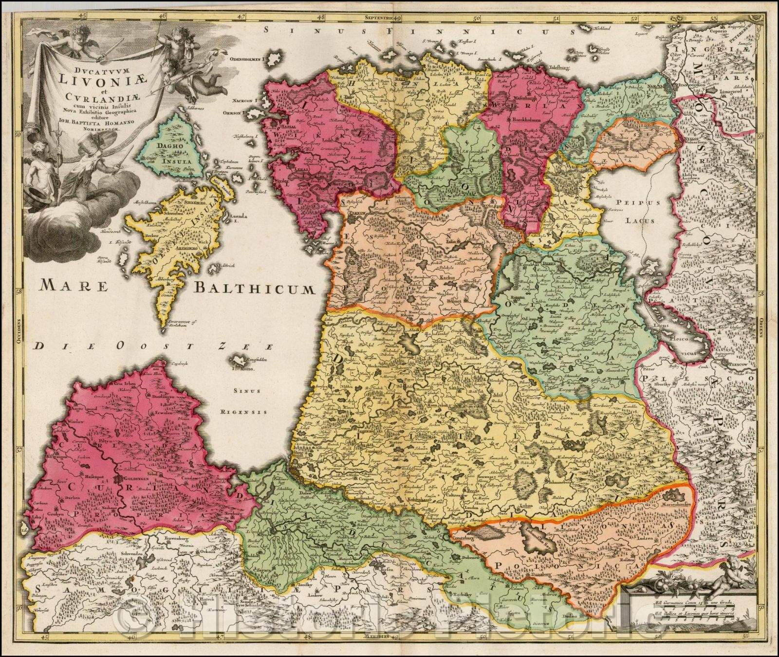 Historic Map - Ducatuum Livoniae et Curlandiae cum vicinis Insulis Nova Exhibitio Geographica, 1720, Johann Baptist Homann v2