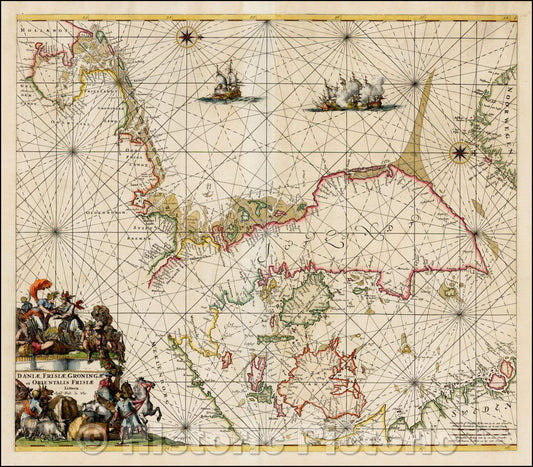 Historic Map - Daniae, Frisiae, Groningae et Orientalis Frisiae Littora, 1670, Frederick De Wit v2