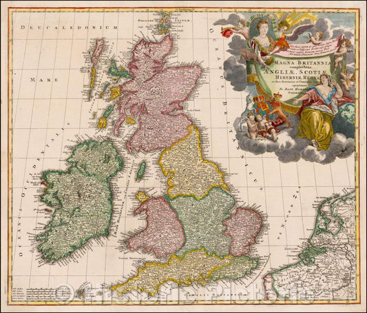 Historic Map - Magna Britannia complectens Angliae, Scotiae et Hiberniae Regna in suas Provincias et Comitatus divisa, 1710, Johann Baptist Homann v1