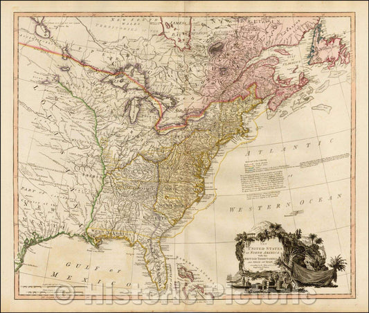 Historic Map - The United States of North America with the British Territories And Those of Spain, 1796, William Faden v2