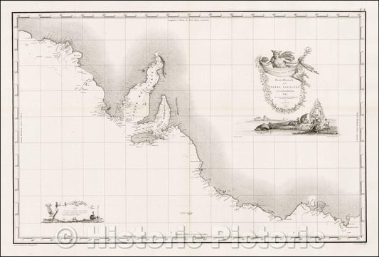 Historic Map - Carte Generale de la Terre Napoleon (A La Nouvelle Hollande.) Redigee/First Mapping of the Adelaide Region, 1811 - Vintage Wall Art