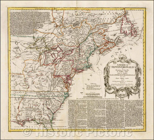 Historic Map - America Septentrionalis a Domino d'Anville in Galliis edita nunc in Anglia Coloniis in Interiorem Virginiam, 1756, Homann Heirs v3