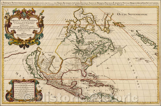 Historic Map - Amerique Septentrionale divisee en Ses Principales parties, 1692, Alexis-Hubert Jaillot v5