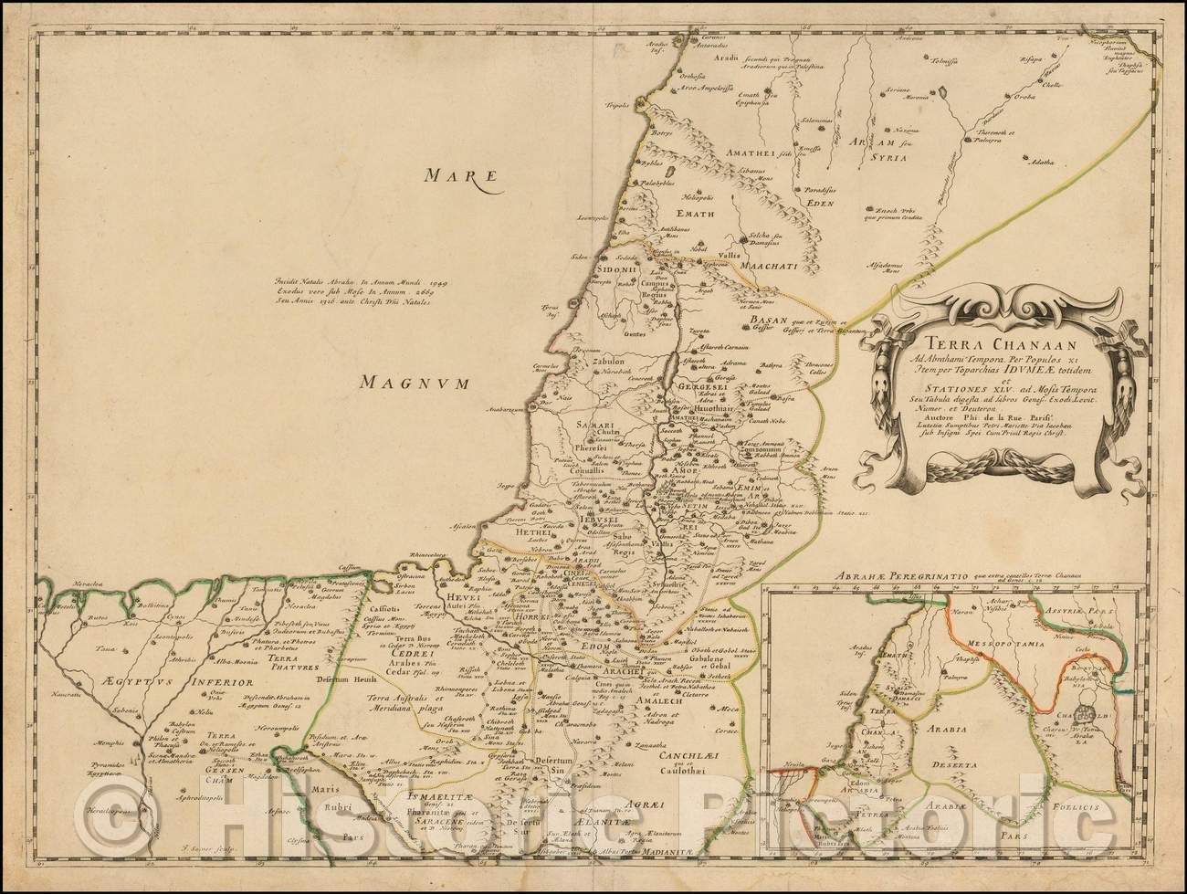 Historic Map - Terra Chanaan Ad Abrahami TEmpora Per Populos XI Item per Toparchias Idume :: Canaan to Abraham, 1651 - Vintage Wall Art